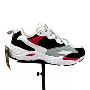 Athletic Works Youth Boy's Sneakers Size 2 White/Mult Cushioned Footbed Lace up